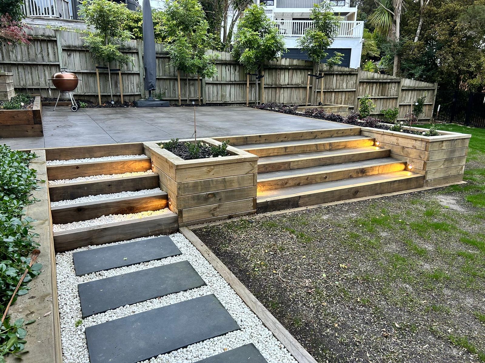 Outdoor step lighting installation by Voltix